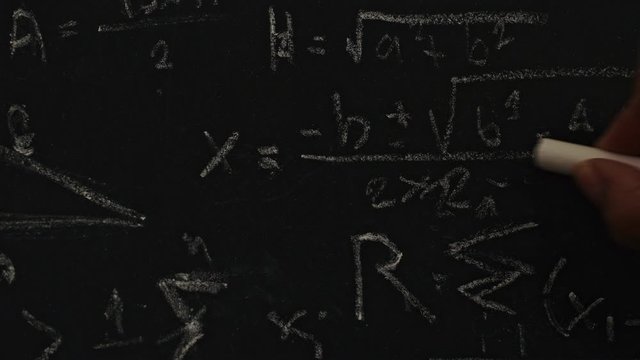 On the blackboard  Full of mathematical calculations   and bitcoin coin put on it. Concept  There is no fixed formula for the price and value of digital currency.
