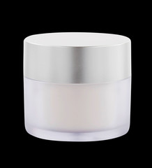 Cosmetic containers isolated on black background with Clipping Path