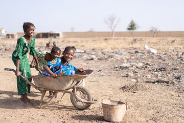 Real African ethnicity Juvenile Engaged with freshwater in a typical village