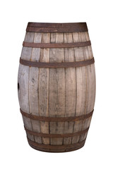 Old retro wooden barrel isolated with clipping path included