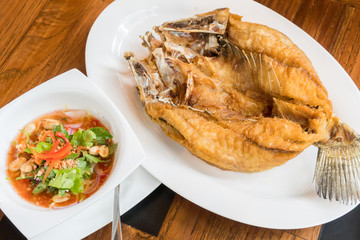 Deep Fried Snapper topped with Sweet Fish Sauce