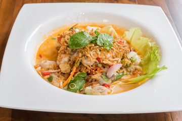 Traditional dish of freshly prepared Thai food