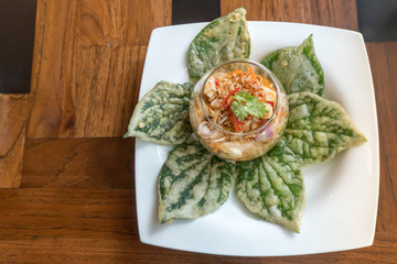 Traditional dish of freshly prepared Thai food