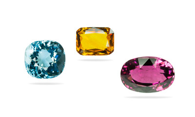 Bright gems isolated on a white background