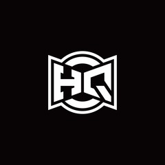 HQ logo monogram with ribbon style circle rounded design template