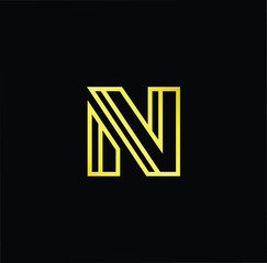 Outstanding professional elegant trendy awesome artistic black and gold color N NN NV VN initial based Alphabet icon logo.