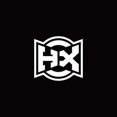 HX logo monogram with ribbon style circle rounded design template
