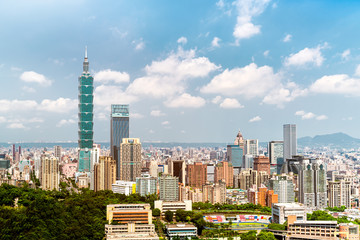 Beautiful cloud sky with Taipei city at dawn, Taiwan