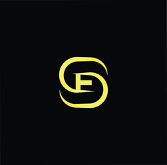 Outstanding professional elegant trendy awesome artistic black and gold color SE ES initial based Alphabet icon logo.