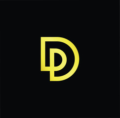 Outstanding professional elegant trendy awesome artistic black and gold color D DD DP PD initial based Alphabet icon logo.