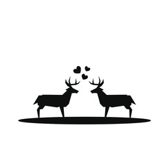 silhouette of Couple Deer