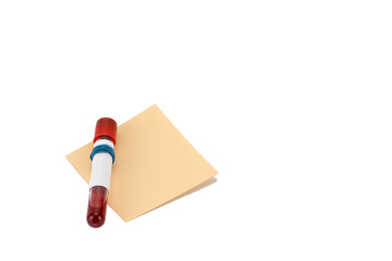 glass medical test tube for taking blood tests, isolated on a white background.