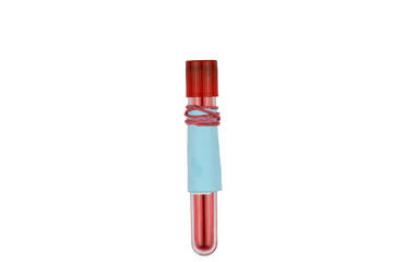 glass medical test tube for blood tests on a white background. analysis for coronavirus.