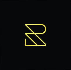Outstanding professional elegant trendy awesome artistic black and gold color R RR RP PR initial based Alphabet icon logo.