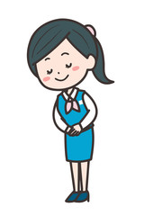 Obraz premium お辞儀をするビジネス女性 ポーズ イラスト