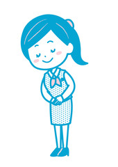 お辞儀をするビジネス女性　ポーズ　イラスト