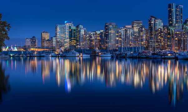 Vancouver skyline at night