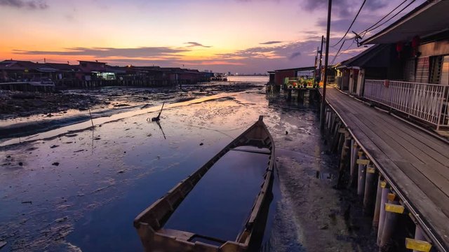 4K Time Lapse view in George Town, Penang during sunset