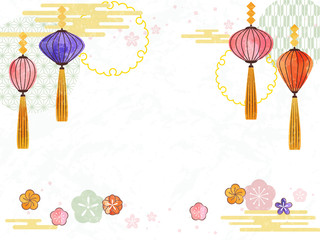 lanthanum　frame with Japanese traditional patterns