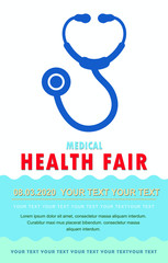 Medical Health fair poster with Stethoscope.