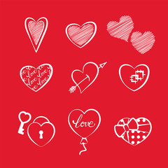 Vector hearts set. Hearts icons for Valentines day