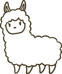 シンプルなアルパカのイラスト(アウトラインのみ)_怒り顔