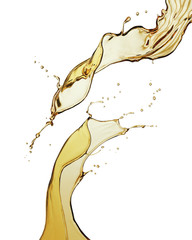 engine oil or liquid olive oil splashing isolated on white background, 3d illustration. - obrazy, fototapety, plakaty
