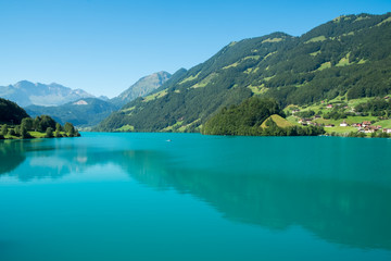 Naklejka na ściany i meble Lungern Lake in Switzerland
