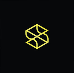 Outstanding professional elegant trendy awesome artistic black and gold color S SS initial based Alphabet icon logo.