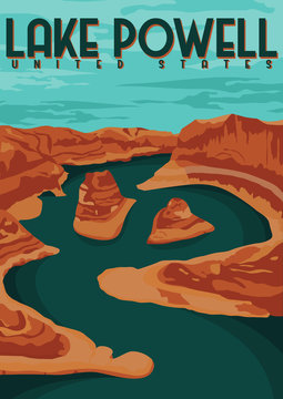 Lake Powell USA Vector Illustration Background