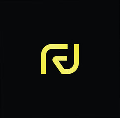 Outstanding professional elegant trendy awesome artistic black and gold color FJ JF RJ JR initial based Alphabet icon logo.