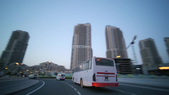 Fast Timelapse drive through Doha during dusk
