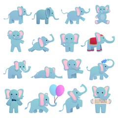 Obraz na płótnie Canvas Elephant icons set. Cartoon set of elephant vector icons for web design