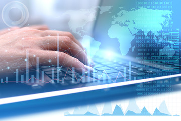 concept of future business presentation. Conducting market analysis and developing a business...
