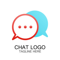 chat logo, red and blue speech bubble, for a company logo or symbol