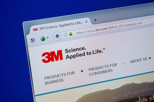 Ryazan, Russia - July 11, 2018: 3m.com website on the display of PC.