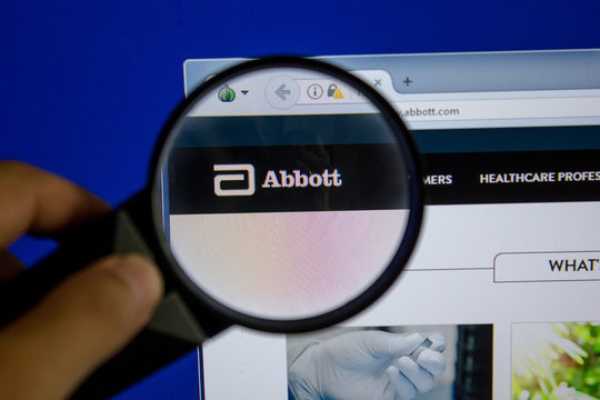 Ryazan, Russia - July 11, 2018: Abbott.com website on the display of PC.