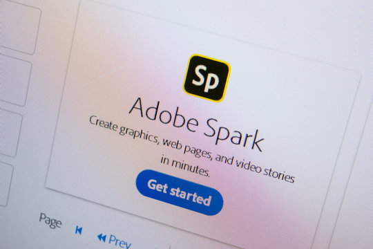 Ryazan, Russia - July 11, 2018: Adobe Spark, software logo on the official website of Adobe.