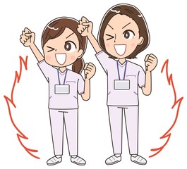 Fototapeta premium ナース 看護師 白衣 イラスト マンガ アニメ 先輩