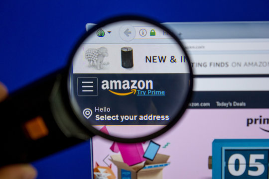 Ryazan, Russia - July 11, 2018: Amazon.com website on the display of PC.