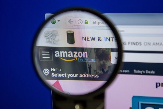Ryazan, Russia - July 11, 2018: Amazon.com website on the display of PC.