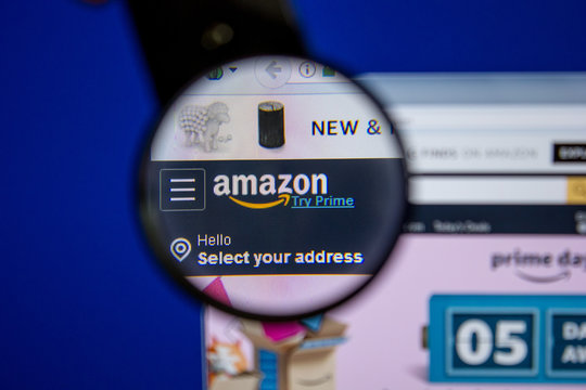 Ryazan, Russia - July 11, 2018: Amazon.com website on the display of PC.