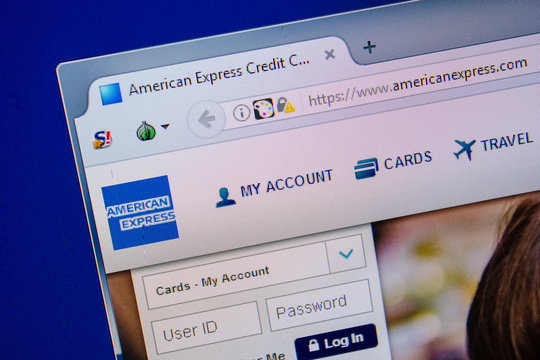 Ryazan, Russia - July 11, 2018: AmericanExpress.com website on the display of PC.
