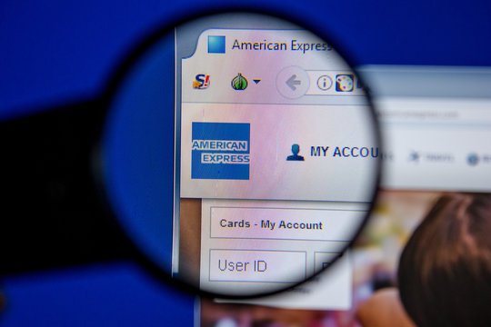 Ryazan, Russia - July 11, 2018: AmericanExpress.com website on the display of PC.
