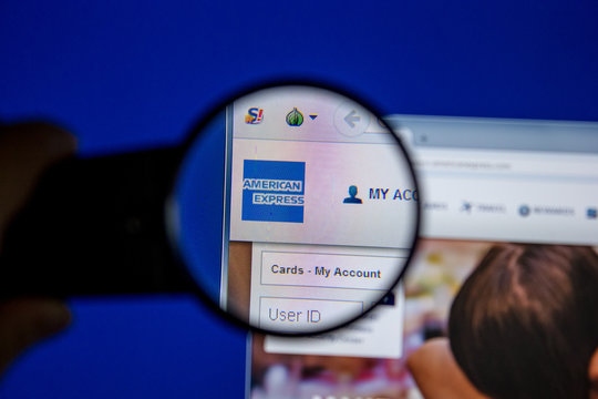 Ryazan, Russia - July 11, 2018: AmericanExpress.com website on the display of PC.