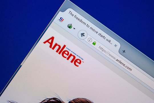 Ryazan, Russia - July 11, 2018: Anlene.com website on the display of PC.