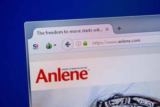 Ryazan, Russia - July 11, 2018: Anlene.com website on the display of PC.