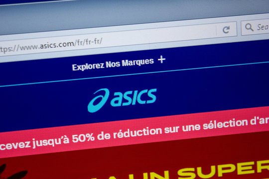 Ryazan, Russia - July 11, 2018: Asics.com website on the display of PC.