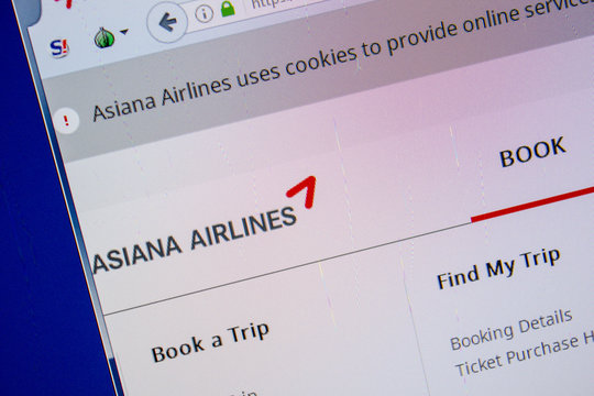 Ryazan, Russia - July 11, 2018: FlyAsiana.com website on the display of PC.