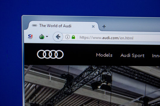 Ryazan, Russia - July 11, 2018: Audi.com website on the display of PC.